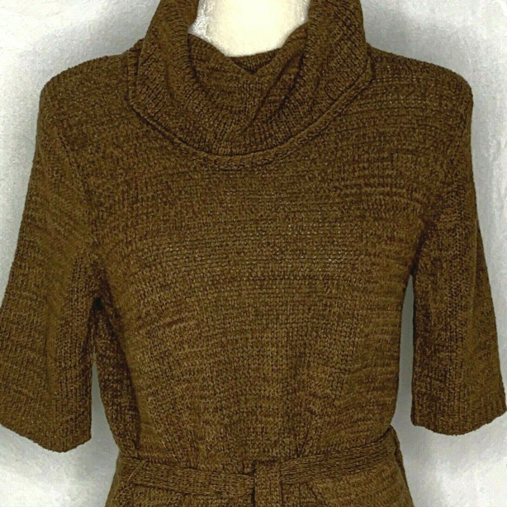 Josephine Chaus Cowl Neck Tunic Sweater S Brown